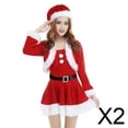 thumbnail image 1 of vestido de Papá Noel,Disfraz de Papá Noel para mujeres y niñas,disfraces de Navidad traje de Claus para mujer,Vestido de terciopelo Gorro y capa de Papá Noel Disfraces Cosplay,Ropa Traje, 1 of 8