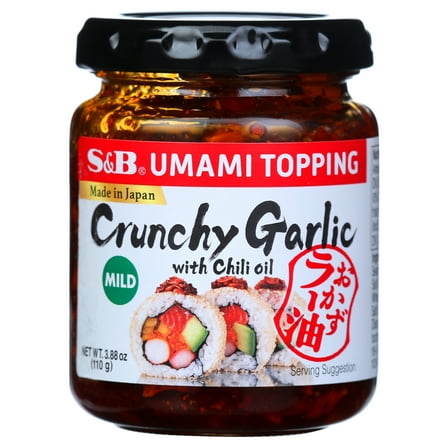 S&B Crunchy Garlic Topping With Chili Oil, From Japan 3.88 oz