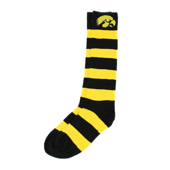 Iowa Hawkeyes IA Gold & Black Stripe Dress Sock - Donegal Bay - Unisex - One Size - Mid-Calf