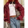 thumbnail image 5 of Osfvolr Women'S Faux Leather Motorcycle Jacket Oversized Zip Up Winter Coat Outerwear Fall Fashion Clothes Red S, 5 of 8