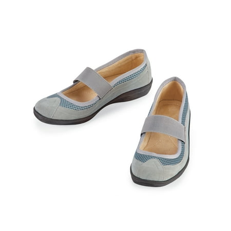

Collections Etc Women s Comfortable Slip-On Mary Jane Shoes Gray 8