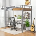 thumbnail image 2 of Giantex Metal Loft Bed Twin Size, Heavy Duty Loft Bed Frame, Space-Saving Bed w/Guardrail, Silver, 2 of 8