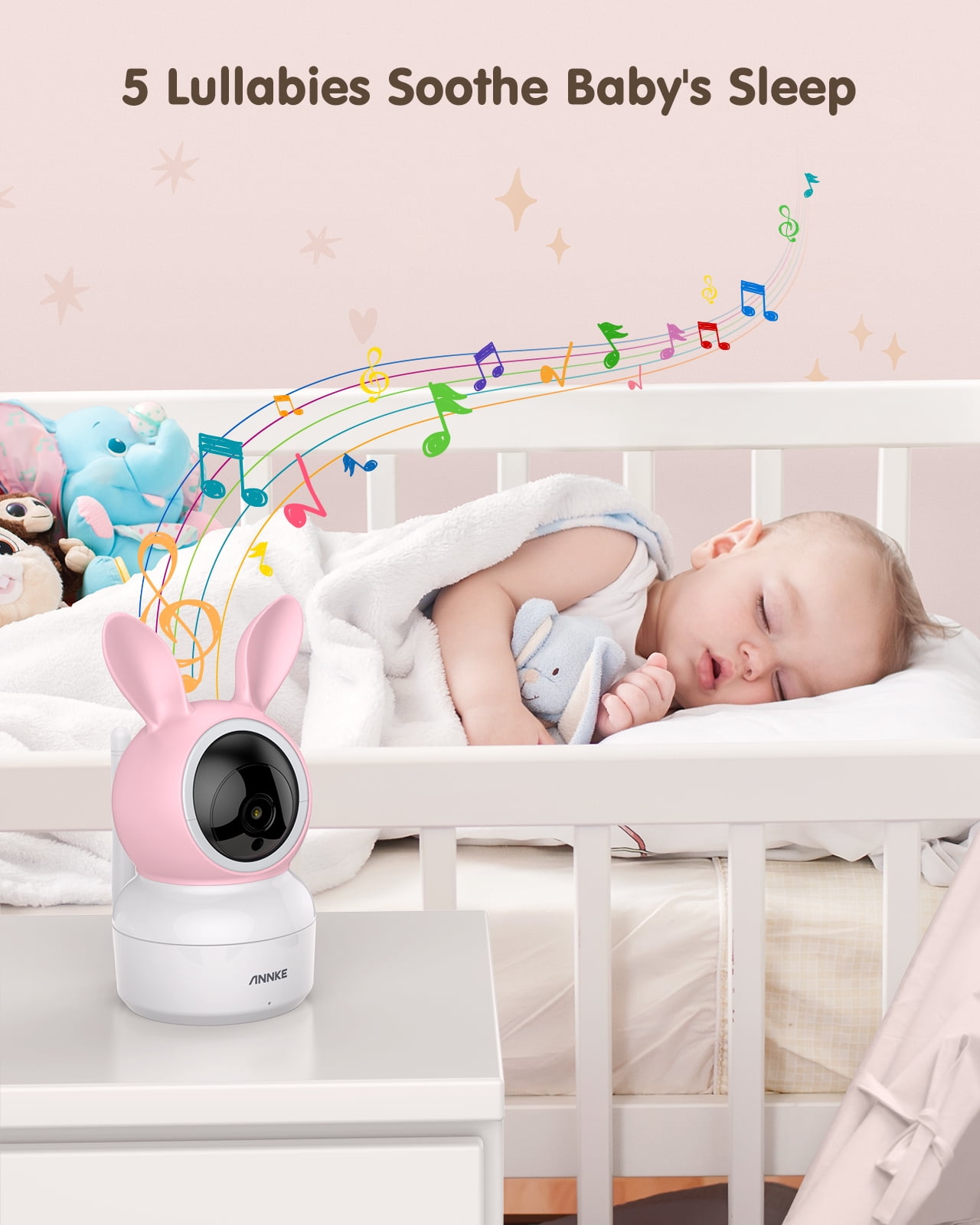 ANNKE Video Baby Monitor, Baby Monitor with 1080P Camera, 5" HD Screen with 4000mAh Battery, Night Vision, Two-Way Talk, Remote Pan Tilt Zoom, Temperature Detection, 1000ft Long Range
