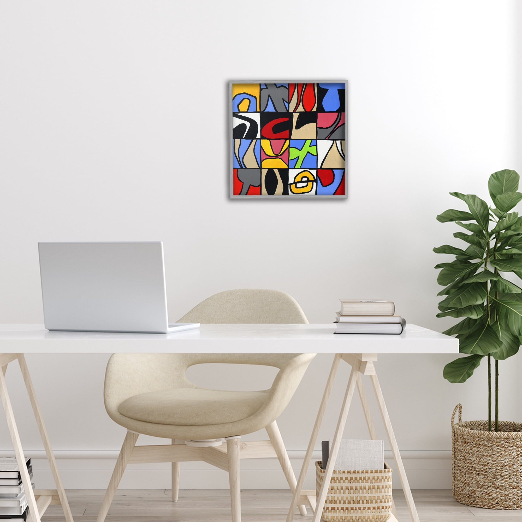 Stupell Industries Alternating Contrast Shapes Abstraction Gray Framed Giclee Art, design by Ruth Fromstein