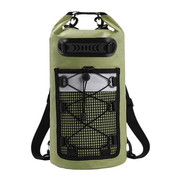 Mochila de almacenamiento flotante, resistente y cómoda, con bolsa estanca IPX6 de gran capacidad y cómoda. Verde