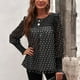 thumbnail image 2 of Camisa de mujer Blusa de manga larga con estampado de lunares y volantes cómoda para otoño invierno, 2 of 5
