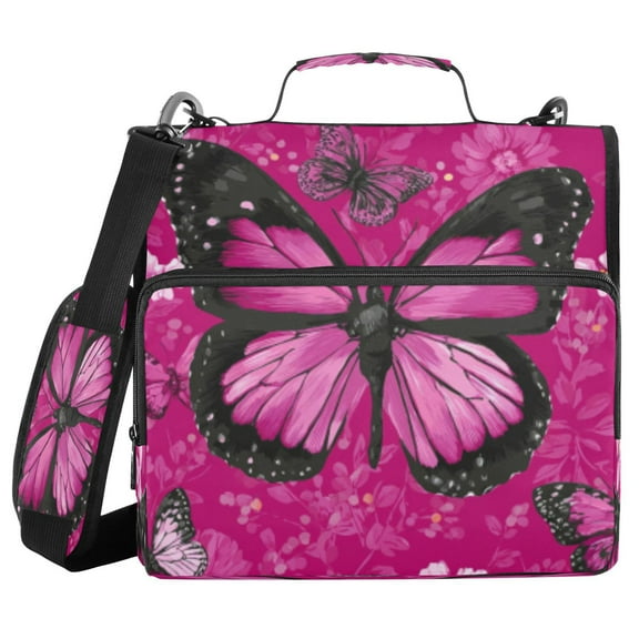 DIXRUYEE Zipper Binder trapper keeper Documents Organized Design Pink Dream Butterfly Printed