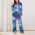 thumbnail image 2 of Honeii Night At Lake Aurora 1 print Women's Pajama Sets Long Sleeve Button Down Sleepwear Nightwear Soft Pjs Lounge Sets-Small, 2 of 7