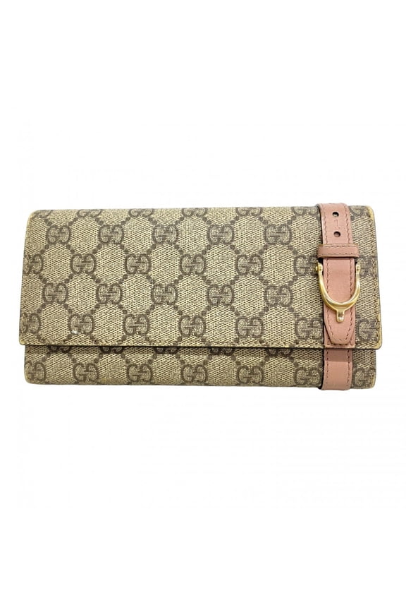 Pre-Owned Gucci GG Supreme Long Wallet 309760 Brown Women's (Good)
