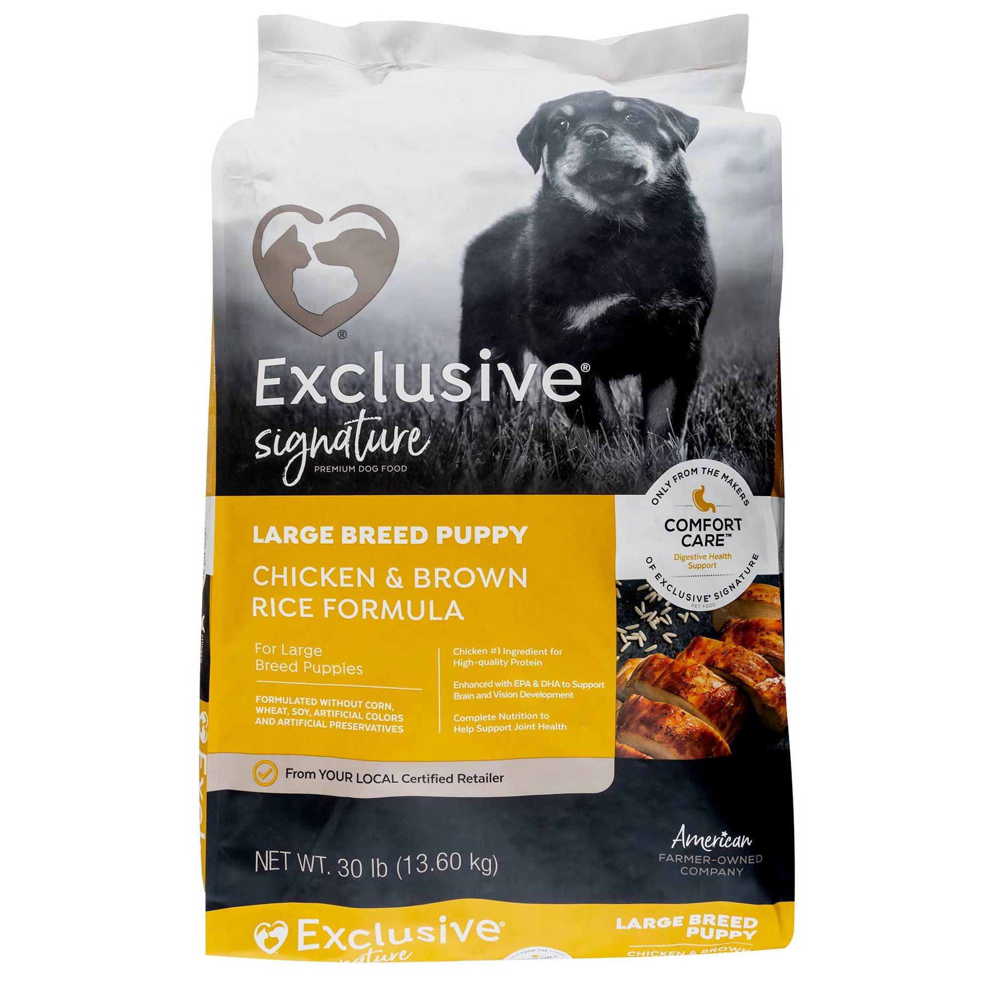 Exclusive | Large Breed Puppy Food | Chicken and Brown Rice Recipe | Nutritionally Complete - 30 Pound (30 lb.) Bag