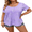 Purple, variant on Women's Casual Round Neck T-Shirt Loose Heart Print Short Sleeve Summer Comforts Tops