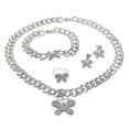 thumbnail image 2 of Women's Jewelry Set - Hugs & Kisses XOXO Miami Cuban Link iced Cut 4 Pieces Necklace Set for Women Butterfly Charm Necklace Bracelet Earrings Ring Real Gold Plated Layered, 2 of 5