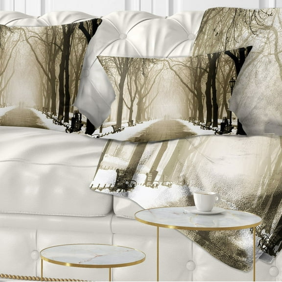 Designart Fog in Alley Vintage Style - Landscape Photography Throw Pillow - 12x20