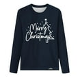 thumbnail image 4 of Timegard Hauts pour Femmes Joyeux Noël Imprimé Manches Longues Col Rond Chandail Décontracté Ample Confortable Automne, 4 of 4
