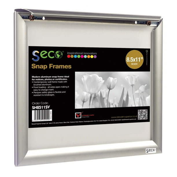 SECO Front Load Easy Open Snap Frame Poster/Picture Frame 8.5 x 11
