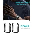 thumbnail image 5 of Smiling 2 Pack Case Built in Tempered Glass Screen Protector Compatible with Apple Watch Series 10 46mm, Hard PC Case Overall Protective Cover- Black, 5 of 11