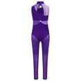 thumbnail image 4 of Nyeemya Combinaison Sans Manches pour Filles, Gymnastique, Col Montant, une Pièce, Extensible, Violet 12, 4 of 7