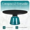 thumbnail image 3 of LeisureMod 30" Round Coffee Table with Glass Top and Black Powder-Coated Iron Rim Tempered Glass Pedestal Base No Assembly for Modern Home, Living Room Tully Collection in Blue/Black, 3 of 18