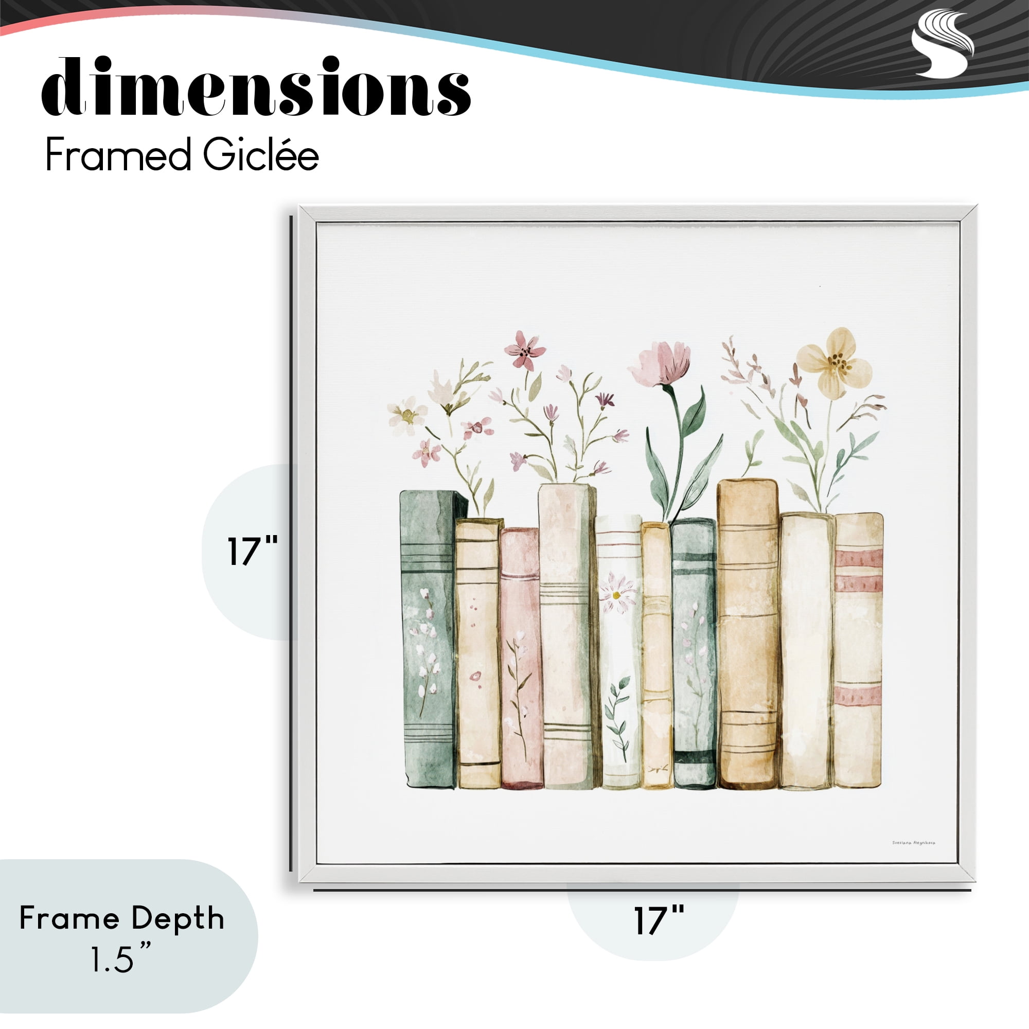 Stupell Industries Floral Stories Library White Framed Giclee Art, design by Svetlana Aleynikova