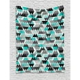 thumbnail image 1 of Grey and Turquoise Tapestry, Futuristic Geometric Mosaic Design with Triangles and Zig Zags, Wall Hanging for Bedroom Living Room Dorm Decor, 40W X 60L Inches, Turquoise Grey Black, by Ambesonne, 1 of 2