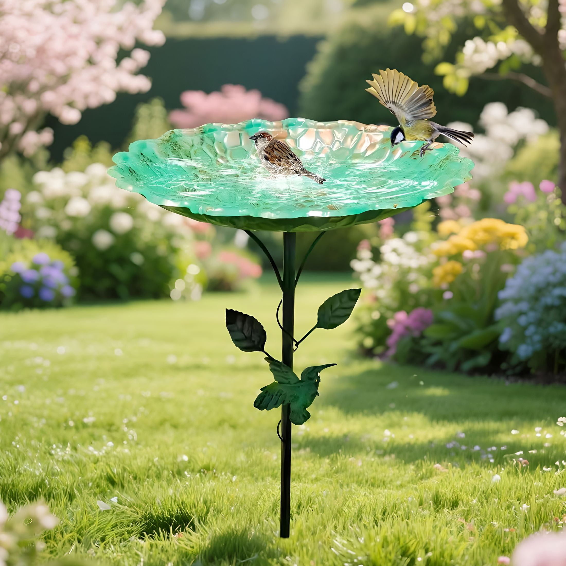 ACDANC Vintage Iron Bird Bath for Garden, 82Cm Large Outdoor Water Bowl for Wild Birds, Antique Standing Birdbath Garden Decoration for Patio Lawn Yard Bird Baths for Outdoors