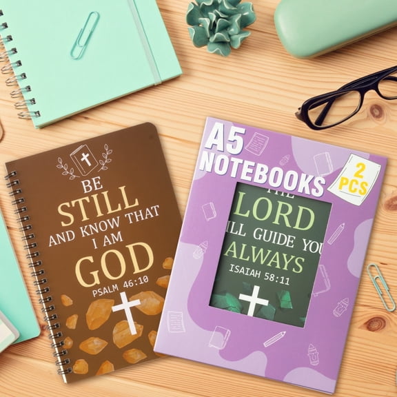 Laffact 2 Pack Spiral A5 Notebook, Hardcover Memo Pads with Gift Box, Brown