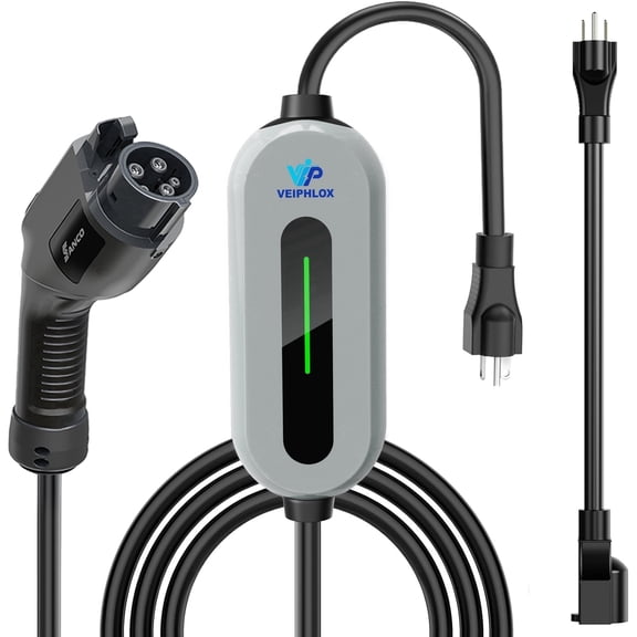 Level 2 EV Charger,  Portable Level 2 Charger 240V 16Amp 3.8kW, Slow Charging Station 25ft Cable UL Certified, 110V-240V NEMA 6-20P  EVSE W/ J1772 Connector