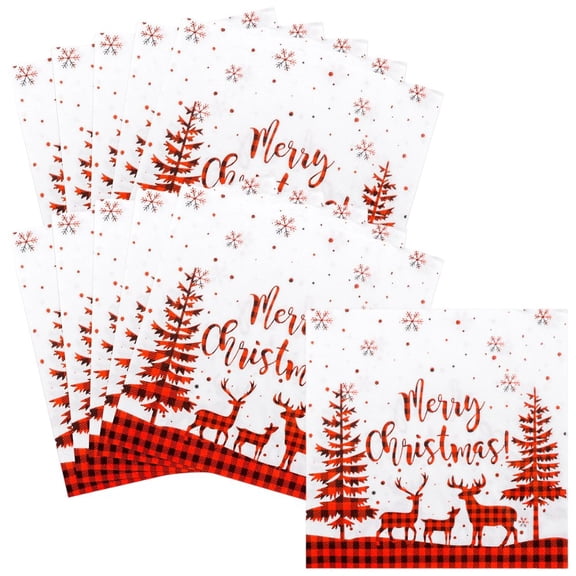 40 Pcs Christmas Napkins Merry Christmas Paper Napkins Xmas Tissue Dinner Paper Christmas Party Supplies for Home Hotel Restaurant