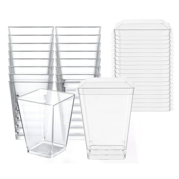 Tasses avec Couvercles, Tasses en Plastique Transparentes Jetables en Plastique Tasses à Dessert Transparentes avec Couvercle Tasses à Gelée Stéréoscopiques Mini Gâteau Pudding Tasses en Plastique avec Couvercles, Tasses en Plastique Jetables