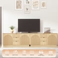thumbnail image 2 of Brafabhome 67" Fluted Sideboard Buffet Cabinet with 3 Drawers, Modern Credenza Storage Cabinet with Arched Reeded Design Doors & Adjustable Shelves, Natural, 2 of 8