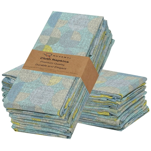Paquete de 12 servilletas de tela Ruvanti, algodón, 46 x 46 cm, lavables