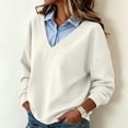 thumbnail image 7 of Erwazi Womens Sweatshirt Shirt Collar Fake Two Piece Color Block Long Sleeve Solid Loose Fit Pullover Daily Trendy Casual Tops, 7 of 7