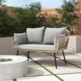 thumbnail image 2 of Dextrus Patio Sofa and Loveseat, Boho All-Weather Wicker Rattan Conversation Chairs with Cushions & Lumbar Pillows - Gray, 2 of 10