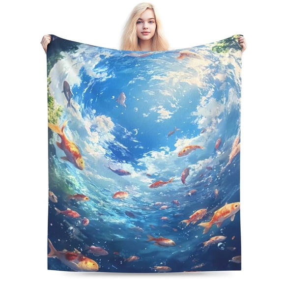 Underwater World Fish Flannel Air Conditioning Blanket Home Decor Fleece Blanket 50x40