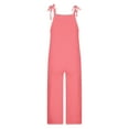 thumbnail image 5 of safuny Women's Wide Leg Cotton Loose Jumpsuits Pocket Teen Fashion Girls Solid Color Relaxed Sleeveless Scoop Neck Trousers Casual Comfy Bandage Adjust Red XL, 5 of 5
