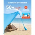 thumbnail image 6 of VEVOR Beach Tent Sun Shelter, UPF50+ Sun Protection, 6.6 ft Tall, 11 x 11 ft, Easy Pop Up Beach Canopy with Sandbags, Stability Poles, Sand Shovels, Portable Shade for Family Outings, Camping,Fishing, 6 of 9
