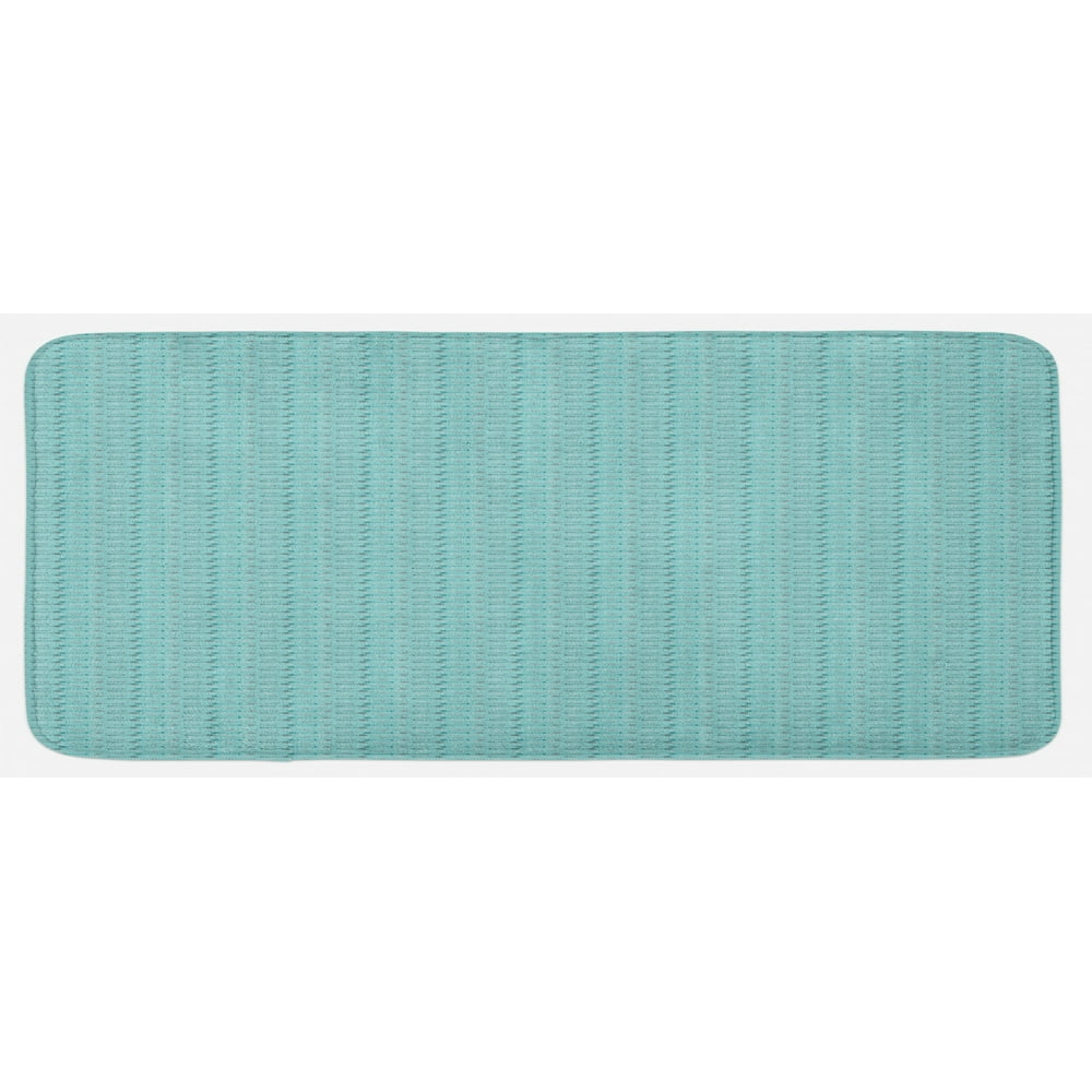 Teal Kitchen Mat, Cultural Symmetrical Design Themed Pattern, Plush Decorative Kitchen Mat with
