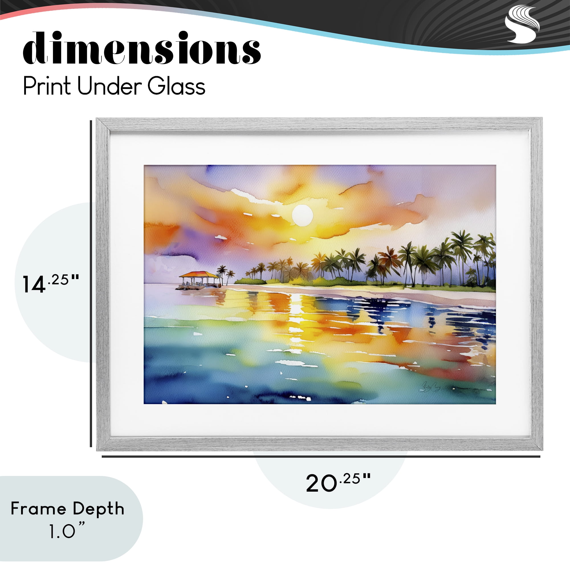 Stupell Industries Caribbean Calm Sunset Gray Framed Print Under Glass, design by Shelly Craig