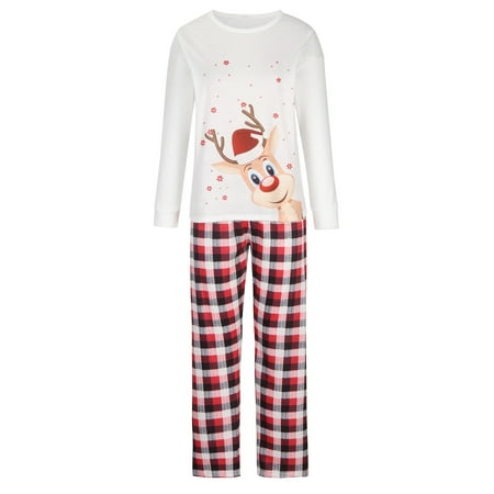 

DAETIROS Soft Home Beach Two-piece Christmas Cute Mom Set Pajamas Parent-child clothing White