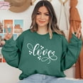 thumbnail image 5 of Wycnly Womens Sweatshirt Oversized Sweatshirt for Women Valentine's Day Fashion Love Letter Print Heart Graphics Pullover Sweater Spring Ladies Long Sleeve Crewneck Blouses Tops, 5 of 6