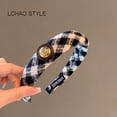 thumbnail image 4 of ‌Korean Style Autumn Winter Retro Plush Fabric Sponge Hairband High Crown Headband Internet Celebrity Hair Accessory for Women, 4 of 5
