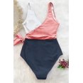 thumbnail image 4 of Women's One Piece Swimsuit Wrap Color Block Tie Side Bathing Suit, Color Matching L, 4 of 6