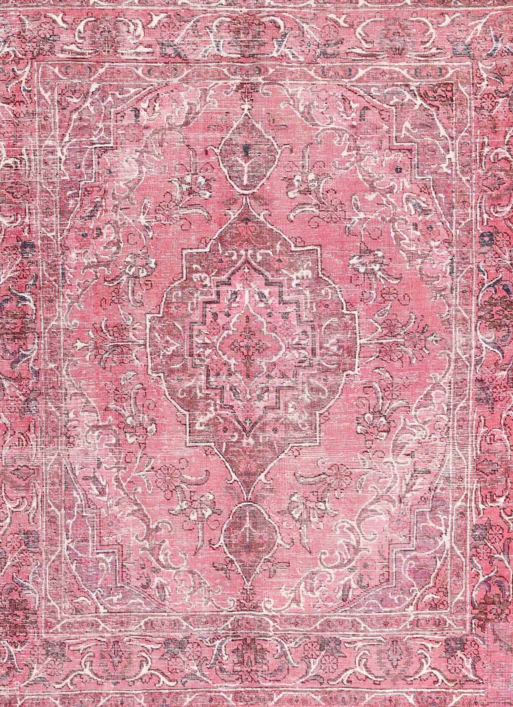 Ahgly Company Machine Washable Indoor Rectangle Traditional Dark Pink ...