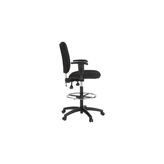 Drafting Stool Adjustable Height Swivel Chair - Desk Chair for Office Home - Black Fabric Upholstery