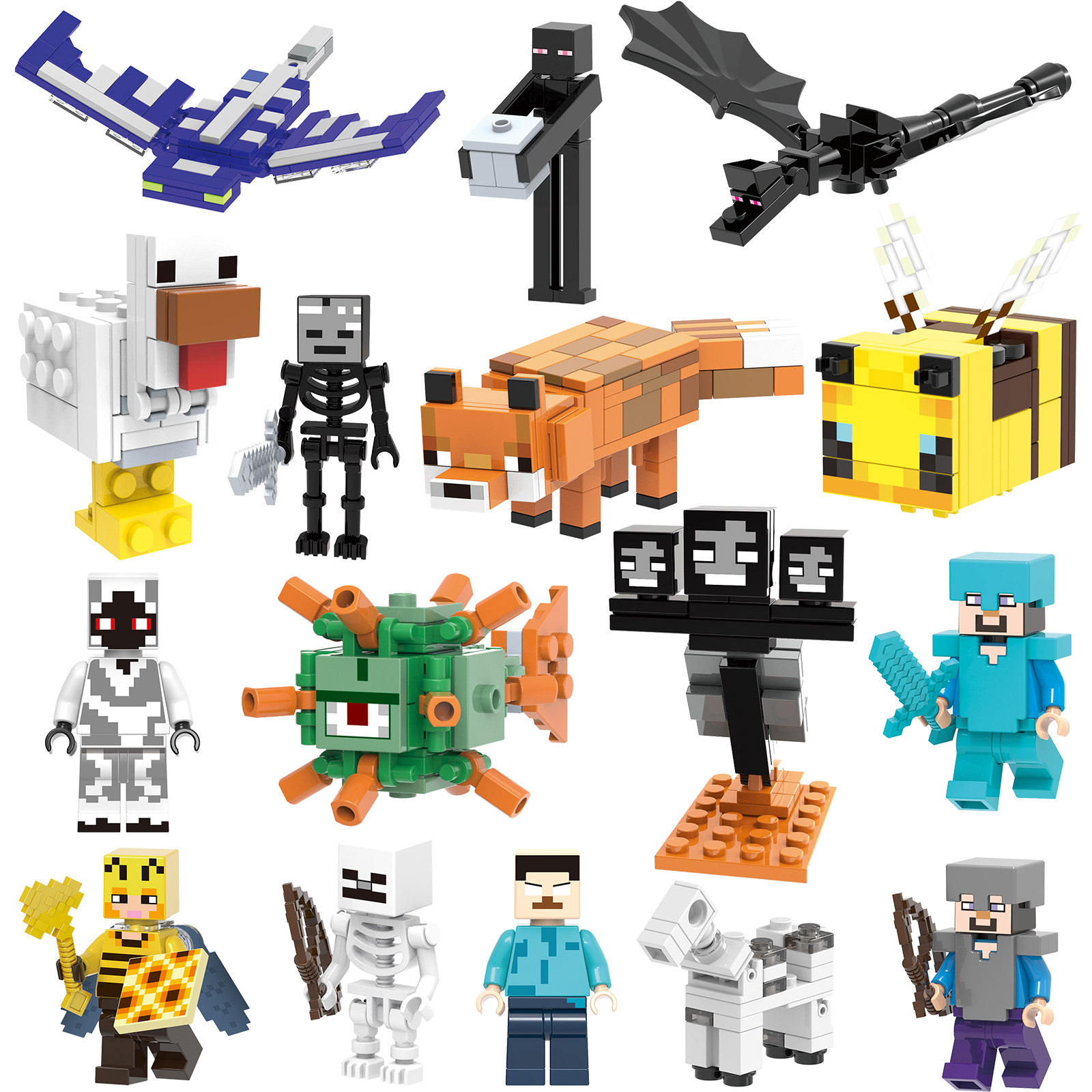 16 Pcs Minecraft Minifigure Building Blocks Mini Figures Toys Game