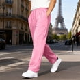 thumbnail image 4 of Satingcolo Mens Baggy Sweatpants Open Bottom Fleece Workout Casual Joggers Elastic Waist Drawstring Wide Leg Pants with Pockets,Pink S, 4 of 6