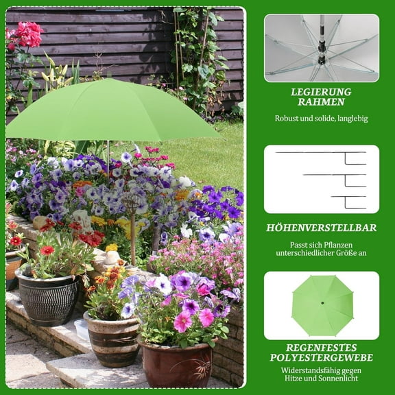 Plant Umbrella, Plant Umbrellas for Outdoor Plants, Garden Umbrella Shade for Potted Plants and Garden Beds, Provide Shade to ‌Defend Plants From Blazing Sun(Green,23.6in)