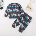 thumbnail image 2 of HCNTES Toddler Baby Boy Fall Outfits Truck Print Long Sleeve Crew Neck Sweatshirt Long Pants 2Pcs Clothes(12-18 Months,Z07-Grey3), 2 of 5