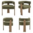 thumbnail image 3 of Guyou Barrel Dining Chairs Set of 2, Modern Linen Upholstered Dining Room Chairs with Curved Back, Farmhouse Wooden Accent Side Armchairs for Dining Room, Living Room, and Kitchen, Green, 3 of 9