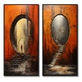 thumbnail image 2 of Designart "Mixed Whispering Echoes in the Orange Tunnel IX" Tunnels Framed Wall Art Set Of 2 - Orange Architecture Framed Canvas Set For Living Room Decor, 2 of 7